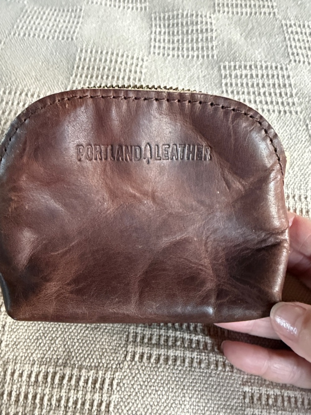 Portland Leather Brown Leather Travel Zip Pouch